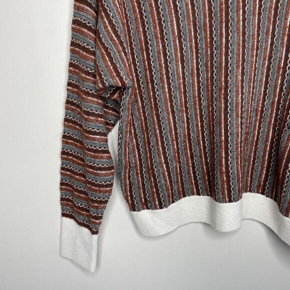 SITA MURT Sweater Womens 38 US 6 Brown Mixed Stripe Pullover Cotton Wool Blend - Picture 5 of 13